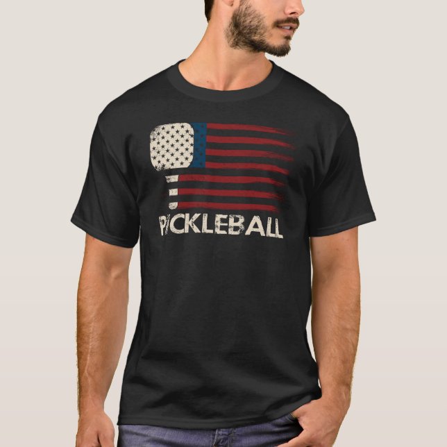 Camiseta Pickleball USA Flag – Funny Patriotic (Anverso)