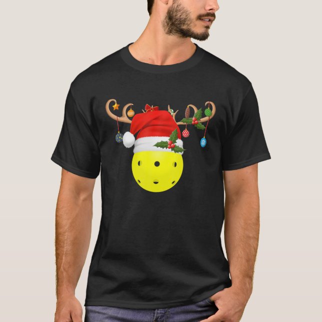 Camiseta Pickleball Xmas Gift Reindeer Santa Hat Pickleball (Anverso)