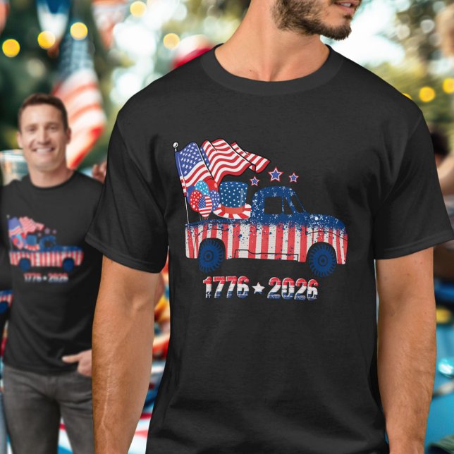 Camiseta Pickup Truck Flag 1776 2026 USA Celebration  (Subido por el creador)