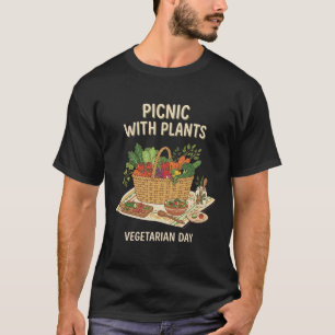 Camiseta Pícnic Con Plantas Día Vegetariano Cesta De Verdur