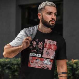 Camiseta Picnic japonés con flores de cerezo