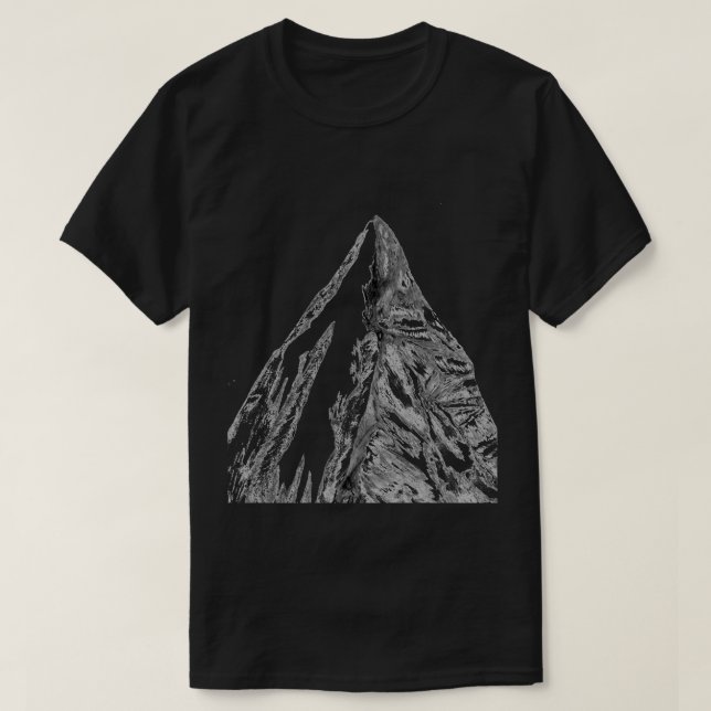 Camiseta Pico de montaña rocosa T-camisa-Negro (Diseño del anverso)