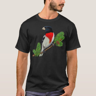 Camiseta Pico De Pájaros De Rosas En Rama De Pájaros