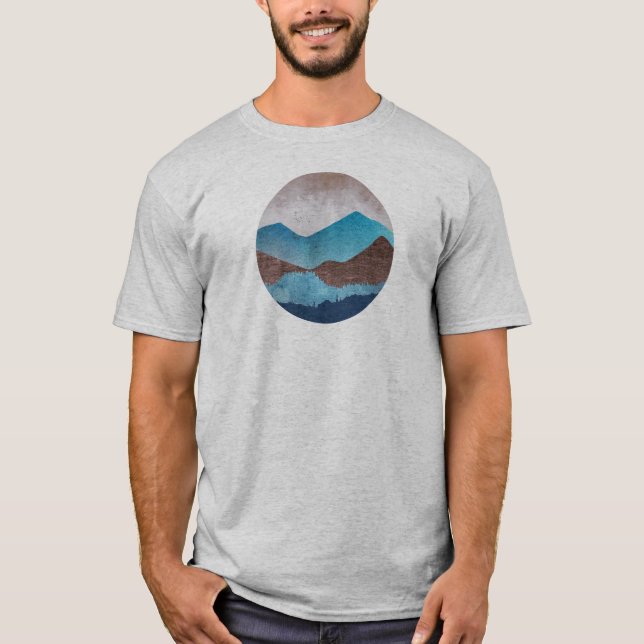 Camiseta Picos de montaña azul (Anverso)