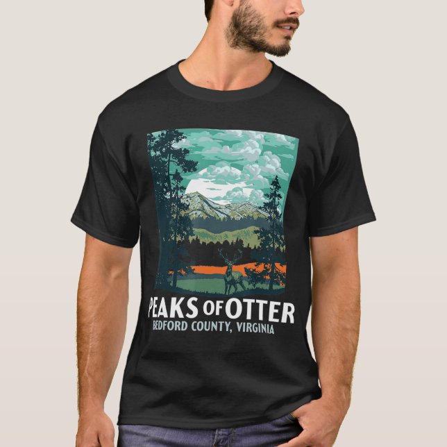 Camiseta Picos de Otter Retro Blue Ridge Parkway WPA (Anverso)
