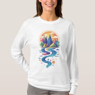 Camiseta Picos soleados y río que fluye