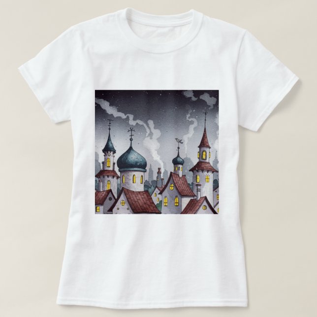 Camiseta Picturesque town at night  (Diseño del anverso)