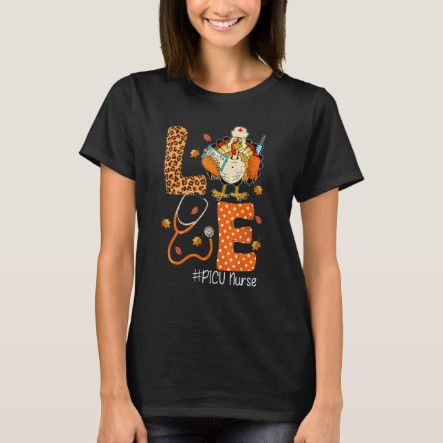 Camiseta Picu Nurse Love Thanksgiving Leopard Stethoscope T (Anverso)
