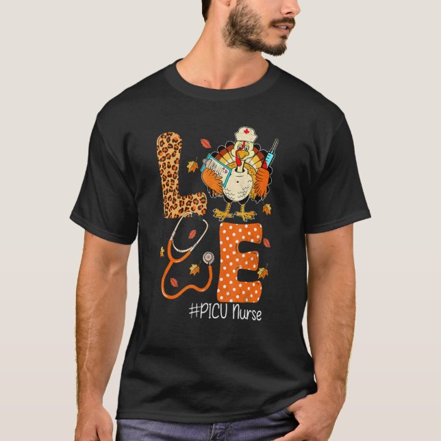 Camiseta Picu Nurse Love Thanksgiving Leopard Stethoscope T (Anverso)
