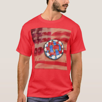 Camiseta Pie de Apple rojo, blanco y azul