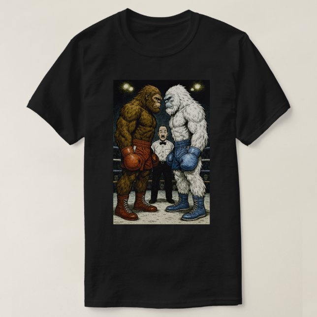 Camiseta Pie de caballo contra Yeti, combate de boxeo, arte (Diseño del anverso)