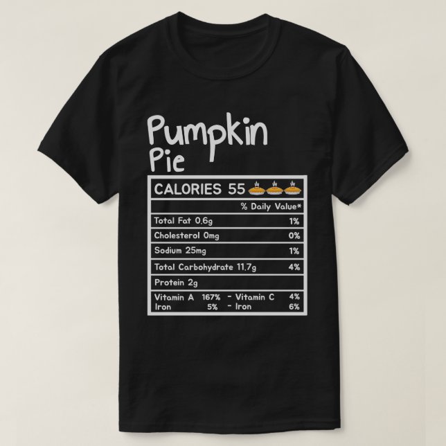 Camiseta Pie de calabaza Hechos de nutrición Día de Acción  (Diseño del anverso)