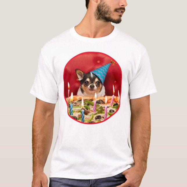 Camiseta Pie de pizza de cumpleaños de Chihuahua (Anverso)