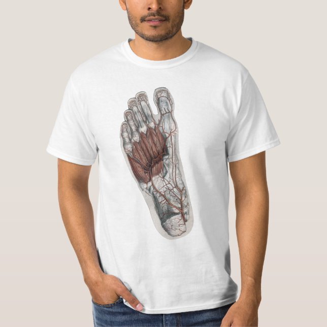 Camiseta Pie de podiatría de huella de anatomía humana vint (Anverso)