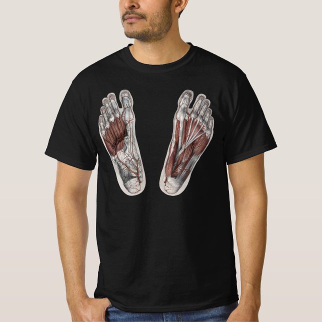 Camiseta Pie de podiatría de huella de anatomía humana vint (Anverso)
