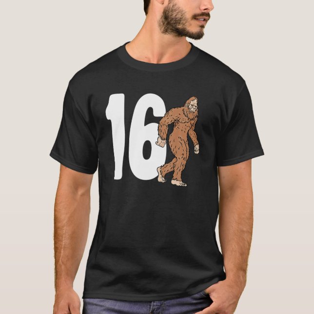 Camiseta Pie Grande 16.º Cumpleaños Sasquatch De 16 Años (Anverso)
