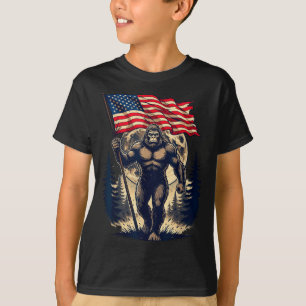 Camiseta Pie grande bigfoot sasquatch bandera americana pat