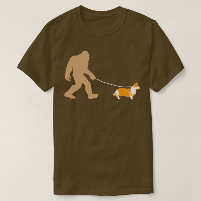 Camiseta Pie grande caminando con Corgi Dog T (Diseño del anverso)
