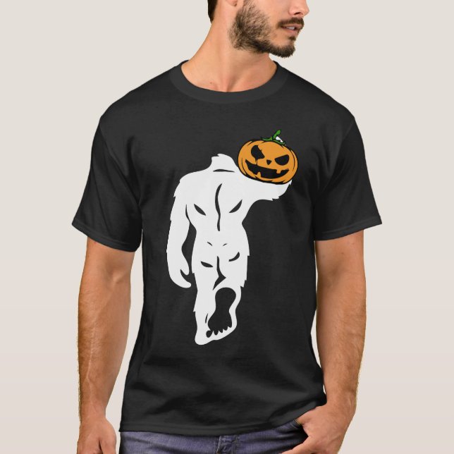 Camiseta Pie grande cargando calabaza divertida disfraz de  (Anverso)