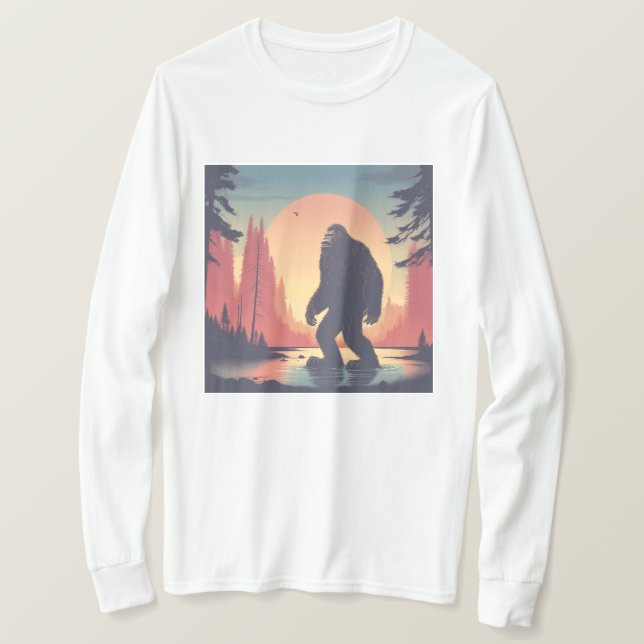 Camiseta Pie grande en el bosque de los hombres de Long Sle (Anverso del diseño)