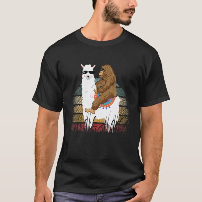 Camiseta Pie grande Llama Sasquatch Retro (Anverso)