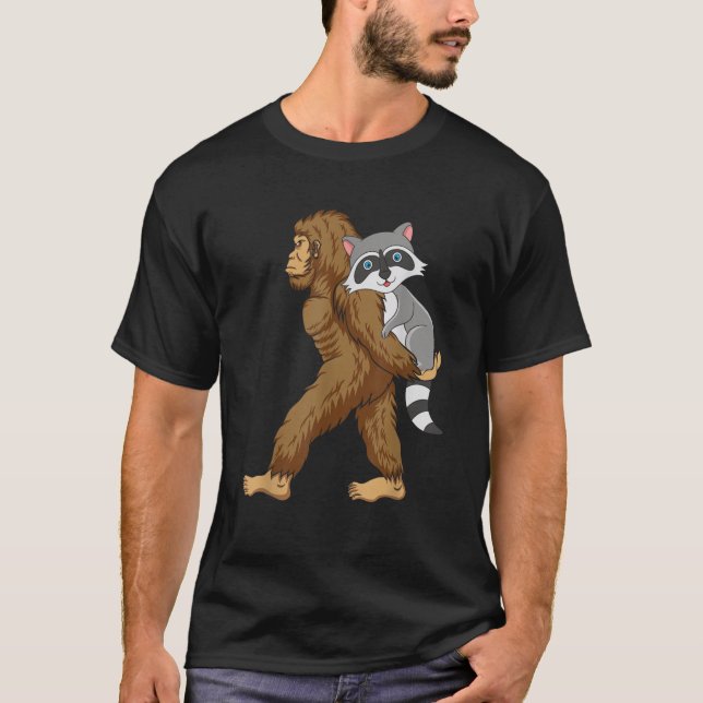 Camiseta Pie grande llevando Raccoon Raccoon Amor animal (Anverso)