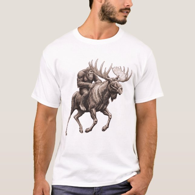 Camiseta Pie Grande montando alce (Anverso)
