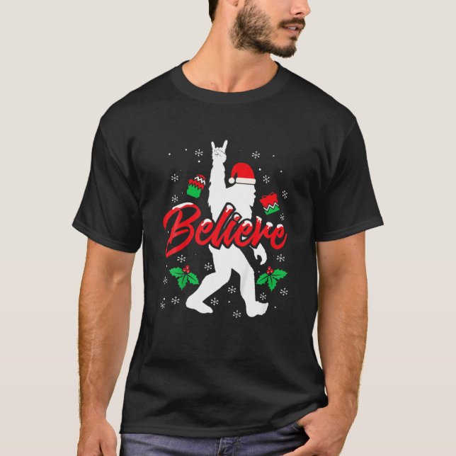 Camiseta Pie grande Santa Believe Funny Navidades de Pie Gr (Anverso)