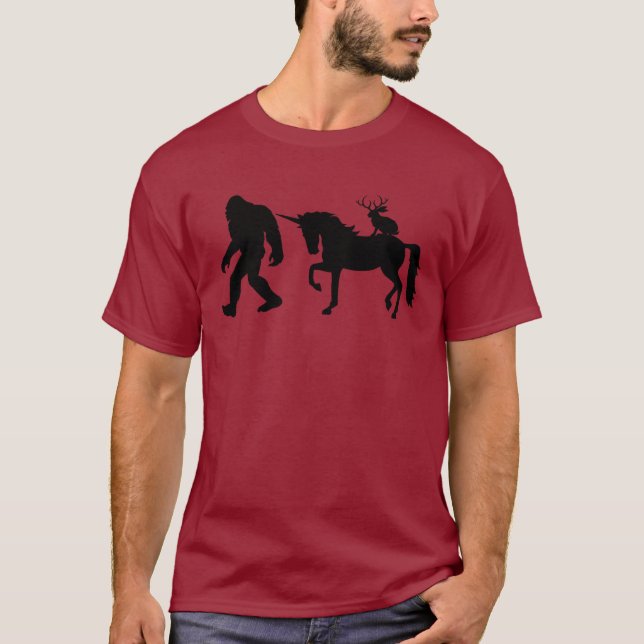 Camiseta Pie grande, Unicornio y Jackalope (Anverso)
