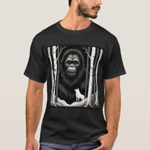 Camiseta Pie grande y lobo blanco en el bosque de Birch