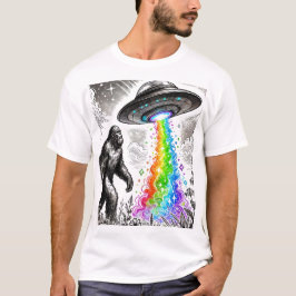 Camiseta Pie grande y OVNI arcoiris