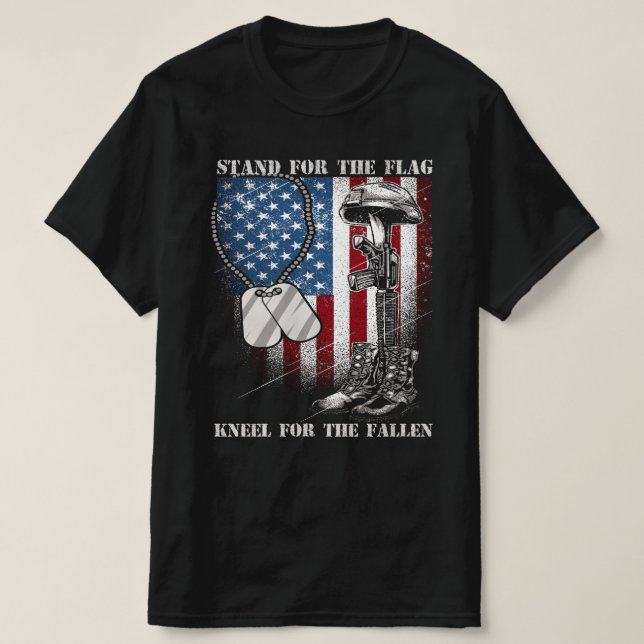 Camiseta pie por el rodillo de la bandera para los veterano (Diseño del anverso)