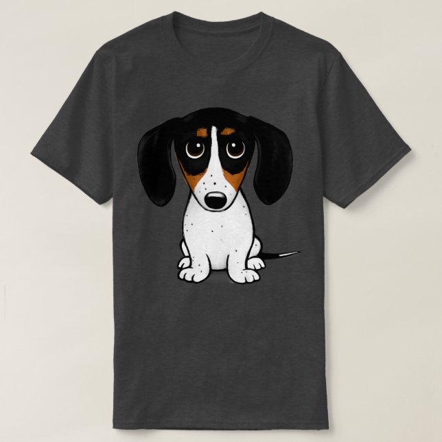 Camiseta Piebald Dachshund lindo Negro Tan y Wiener Blanco  (Diseño del anverso)