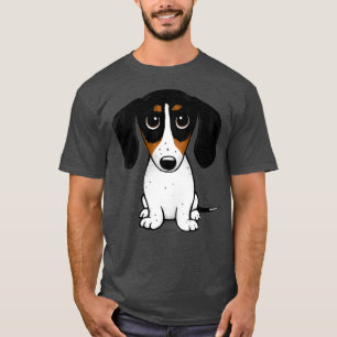 Camiseta Piebald Dachshund lindo Negro Tan y Wiener Blanco 
