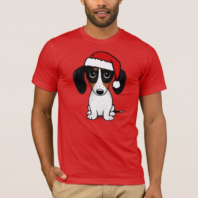 Camiseta Piebald Dachshund Santa Cute Perro Wiener (Anverso)