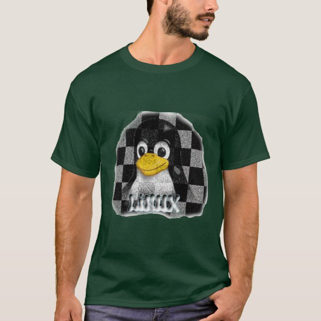 CAMISETA PIEDRA A CUADROS DE LINUX (Anverso)