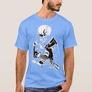 Camiseta Piedra acústica Skeleton Head tocando guitarra 