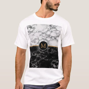 Camiseta Piedra de mármol blanco y negro a la moda -agrega 