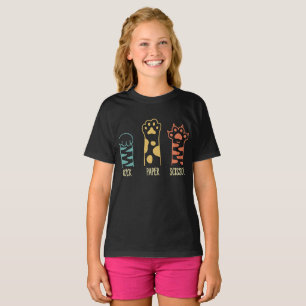 Camiseta Piedra Papel Tijeras Pata de Gato Divertida