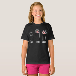 Camiseta Piedra Papel Tijeras Pata de Gato Divertida