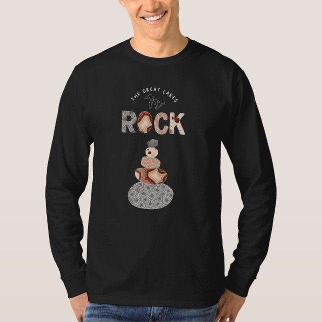 Camiseta Piedra Petoskey de la roca de los Grandes Lagos (Anverso)