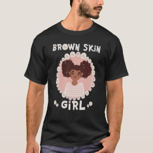 Camiseta Piel chica de piel marrón como perlas Chicas negro