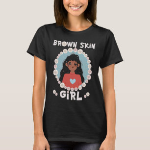 Camiseta Piel chica de piel marrón perlas Chica indio Chica