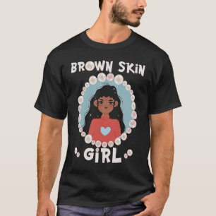 Camiseta Piel chica de piel marrón perlas Chica indio Chica