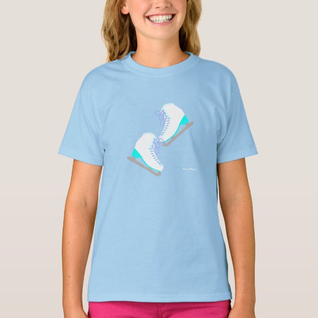 Camiseta Piel de hielo Pair Figura Cuta Patinar Azul (Anverso)