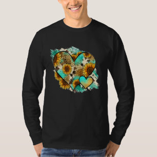 Camiseta Piel de vaca de girasol leopardo Purpurina Corazón