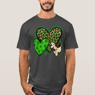 Camiseta Piel de vaca Leopard Heart Western St Patricks Day