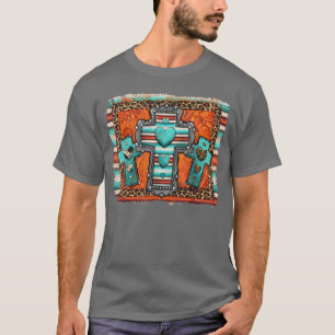 Camiseta Piel de vaca occidental cruz leopardo serape Chris