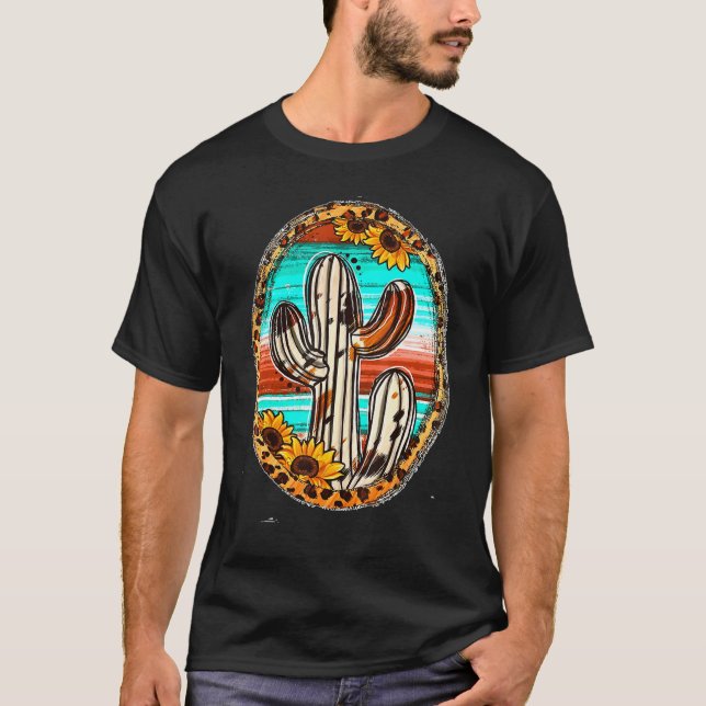 Camiseta Piel de vaca Texas Cactus Serape Western Rodeo Cow (Anverso)