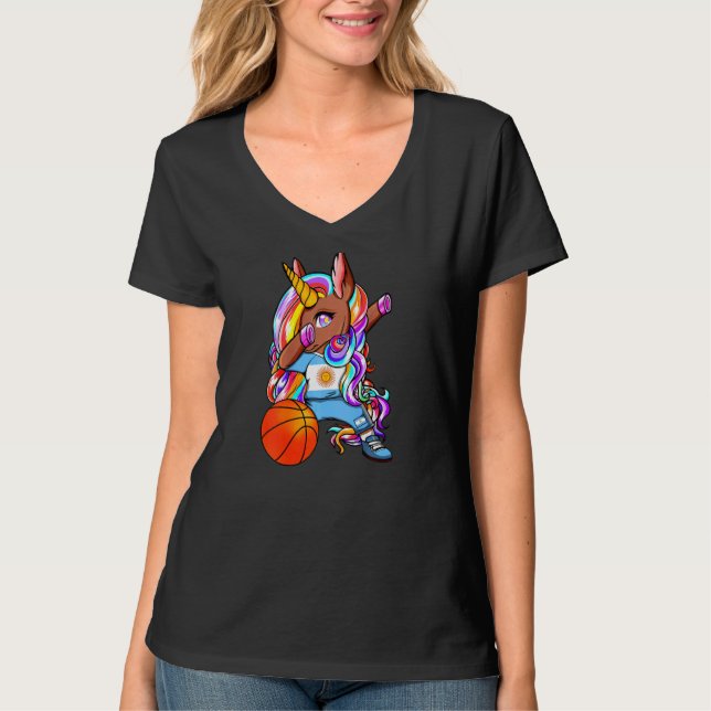 Camiseta Piel marrón morena Unicornio Argentina Baloncesto  (Anverso)